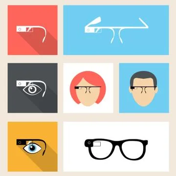 Google glasses icon set Illustrazione stock