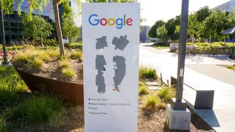 Google Googleplex Campus Headquarters map Stock Photos
