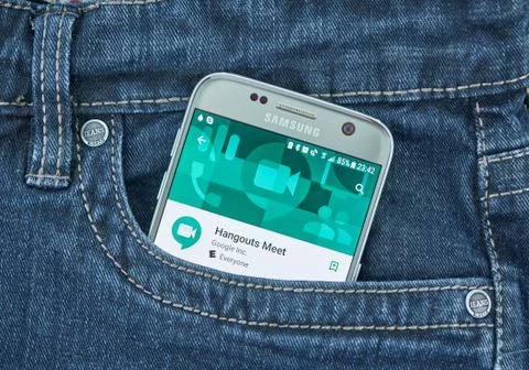 Google Hangouts Meet mobile application on screen of Samsung Photos