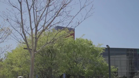 Google Headquarters (pan right to main entrance) Stock Footage 96001030