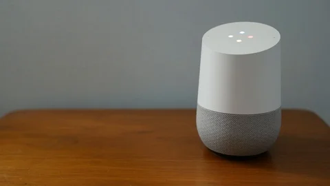 Google Home Smart Speaker Lighting Up 스톡 동영상 91625996