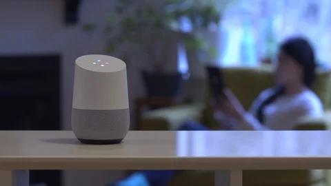 Google home in use Stock Footage