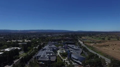 Google HQ Campus Silicon Valley Aerial Drone Stock Footage 72886095