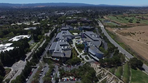 Google HQ Campus Silicon Valley Aerial Drone Stock Footage 72887624