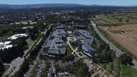 Google HQ Campus Silicon Valley Aerial Drone Stock Footage 72888075
