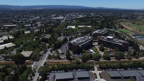 Google HQ Campus Silicon Valley Aerial Drone Stock Footage 72905565