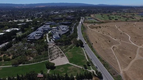 Google HQ Campus Silicon Valley Aerial Drone Stock Footage 72931644