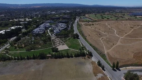 Google HQ Campus Silicon Valley Aerial Drone Stock Footage 72936183