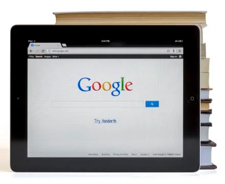 Google on ipad 3 Stockfoto's