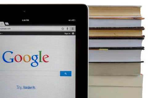 Google on ipad 3 Stock Photos