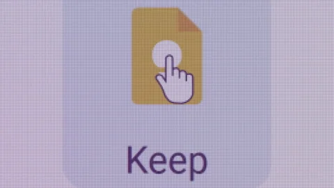 Google Keep Icon Click Close Up Front Camera Stock Footage 145676813