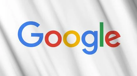 Google LLC logo American multinational technology company flag waving 3D Stock Illustration