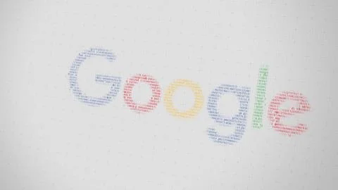 Google logo being made with many numbers. Digital business conceptual editorial Stockillustratie