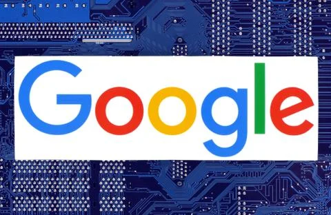 Google logo placed on circuit board Stock Illustration