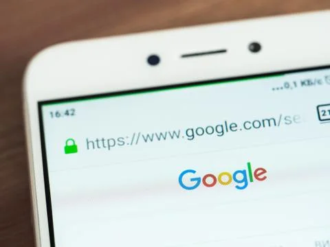 Google logo on smartphone screen Stockfoto's