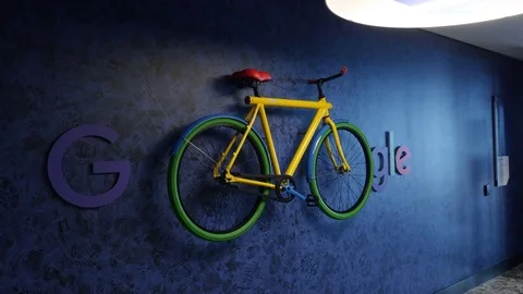 Google logo on wall in headquarters Amsterdam. Stock Footage 73875794