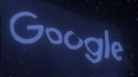 GOOGLE logo on a waving digital flag, editorial 3d rendering Stock Illustration