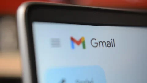 Google mail app on laptop screen. gmail telecommunication website. Video stock 302344885