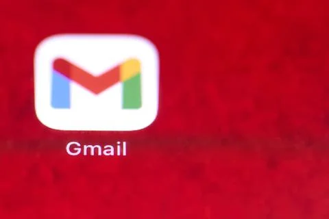 Google mail or gmail mobile application on smartphone screen Stock Photos