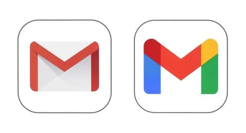 Google Mail service - GMail old and new icons Stock Photos
