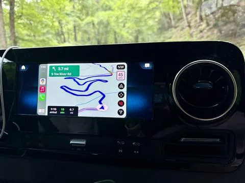 The Google Map of the Driving route through the woods at a in the Pisgah Na.. 스톡 사진