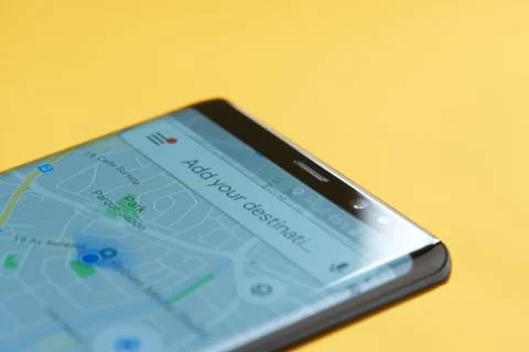 Google map on smartphone screen 스톡 사진