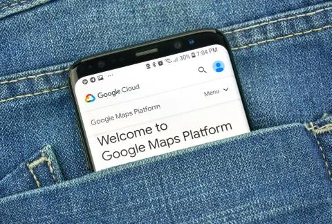 Google Maps Api on a phone screen in a pocket 写真素材