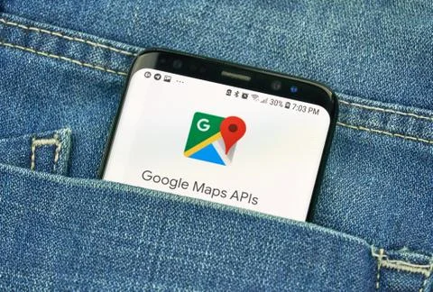 Google Maps Api on a phone screen in a pocket Photos
