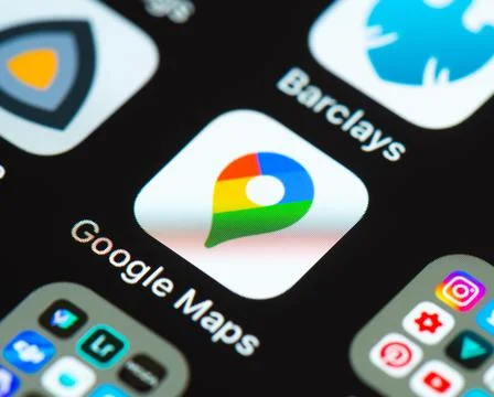 Google maps app icon on Apple iPhone screen Photos