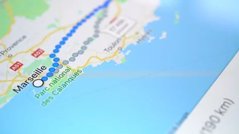 Google maps application on Apple iPad screen. Stock Footage 85795683