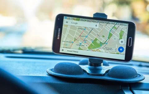Google Maps application. Fotos Stock