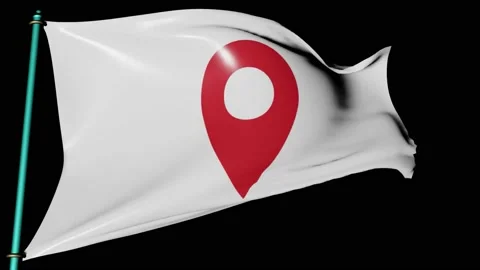 Google maps -flag -point . Stock Footage 196809878