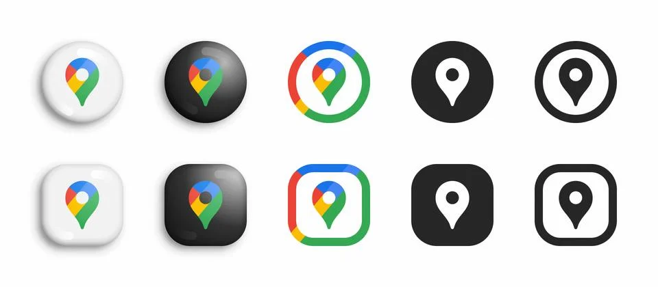 Google Maps Modern 3D And Flat Icons Set Vector Stock Illustration