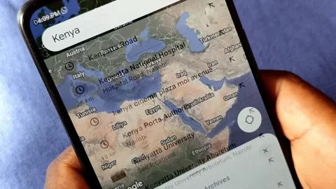 Google Maps Search of Kenya &amp; Zoom in Stock Footage 308726953