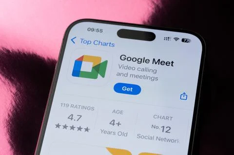 Google Meet mobile application ranking Stock Photos