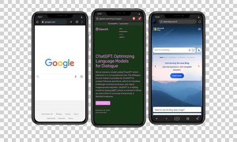 Google Microsoft OpenAI ChatGPT Stock Photos