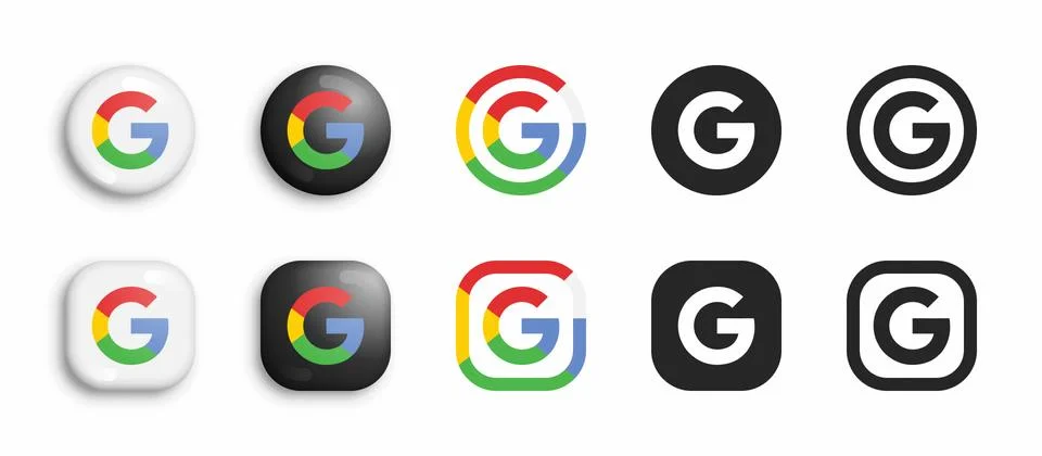 Google Modern 3D And Flat Icons Set Vector Illustrazione stock