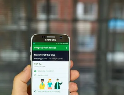 Google Opinion Rewards application Fotos Stock