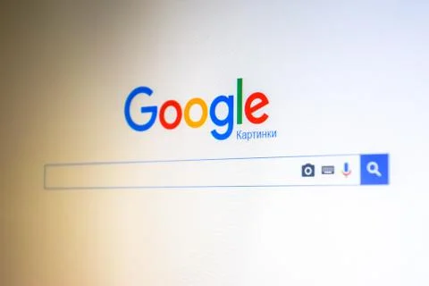 Google page thumbnails in the Russian language version. Stock Photos