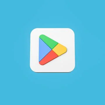 Google Play Store App 2022 Icon on Flat Blue Background Stock Illustration