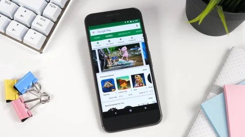 Google Play Store Application on Android Smartphone Screen Video stock 88746344