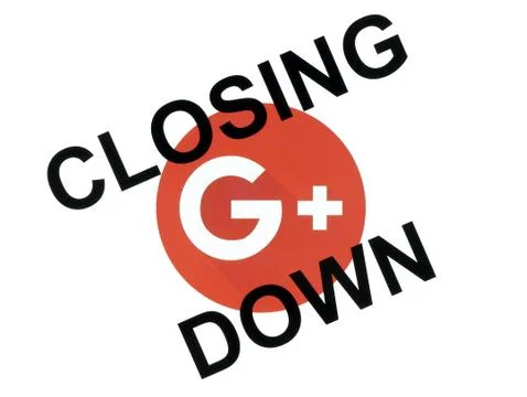 Google plus circle icon with closing down words イラスト素材