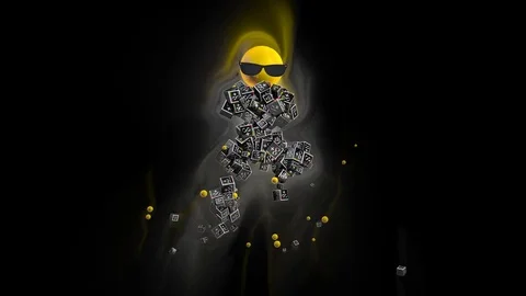 Google Plus Icon Dancing Character surrounded by colorful lights, Alpha PNG Stock Footage 69961358