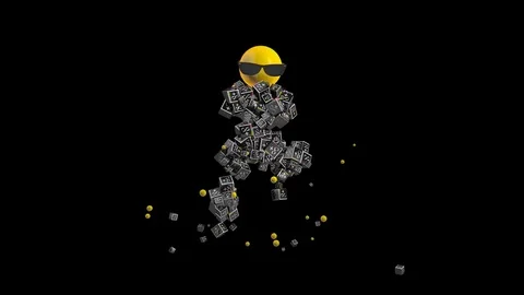 Google Plus Icon Dancing Character, Alpha PNG Stock Footage 70159804