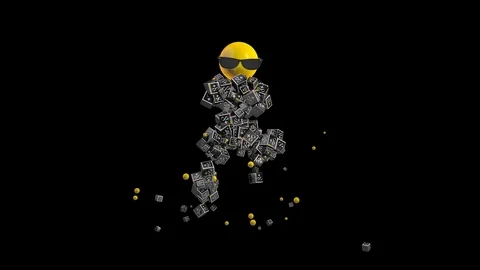 Google Plus Icon Dancing Character, Alpha PNG Stock Footage 71093422