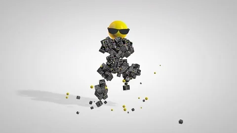 Google Plus Icon Dancing Character against white Stock Footage 75744680