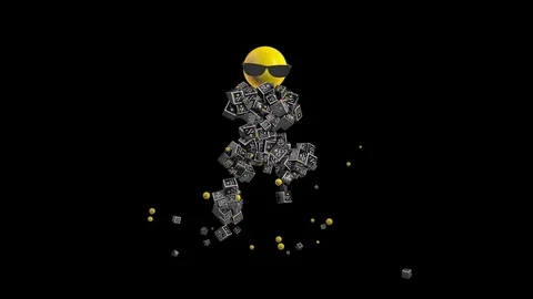 Google Plus Icon Dancing Character against black Stock Footage 79650849