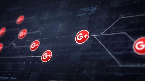 Google Plus Icon Line Connection of Circuit Board Loop Animation 4K Stock Footage 70596942