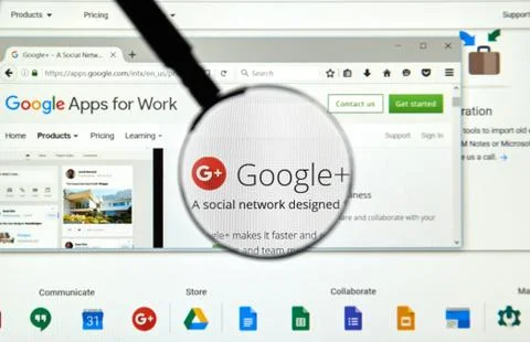 Google plus web page Fotos Stock