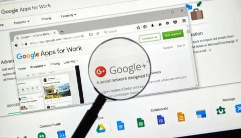 Google plus web page Stock Photos